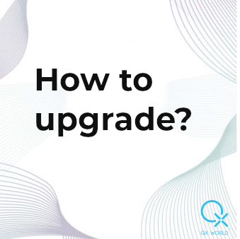 Text 'How to upgrade?' on abstract wave pattern background