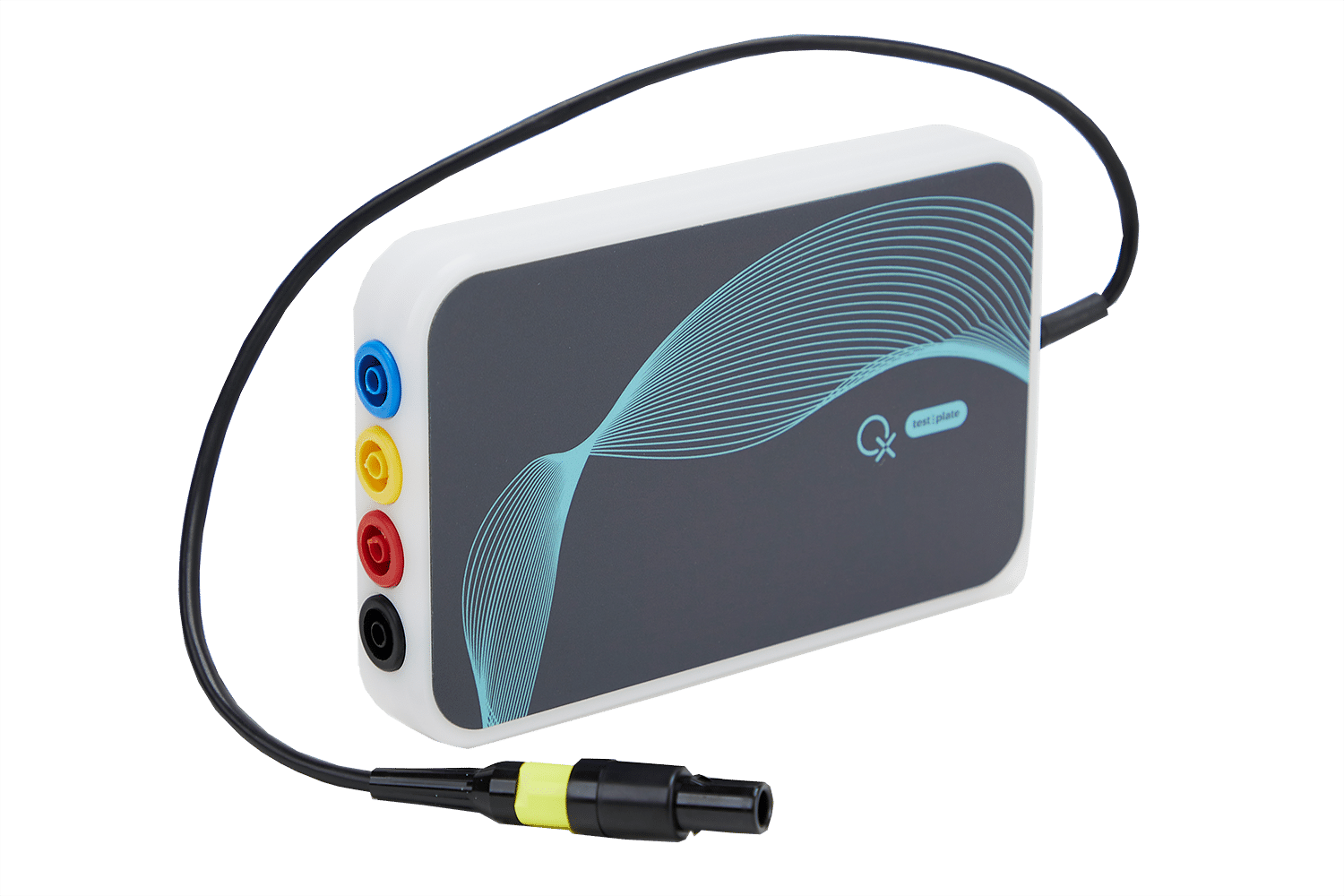 Dispositif média compact à port multicolore blanc avec câbles