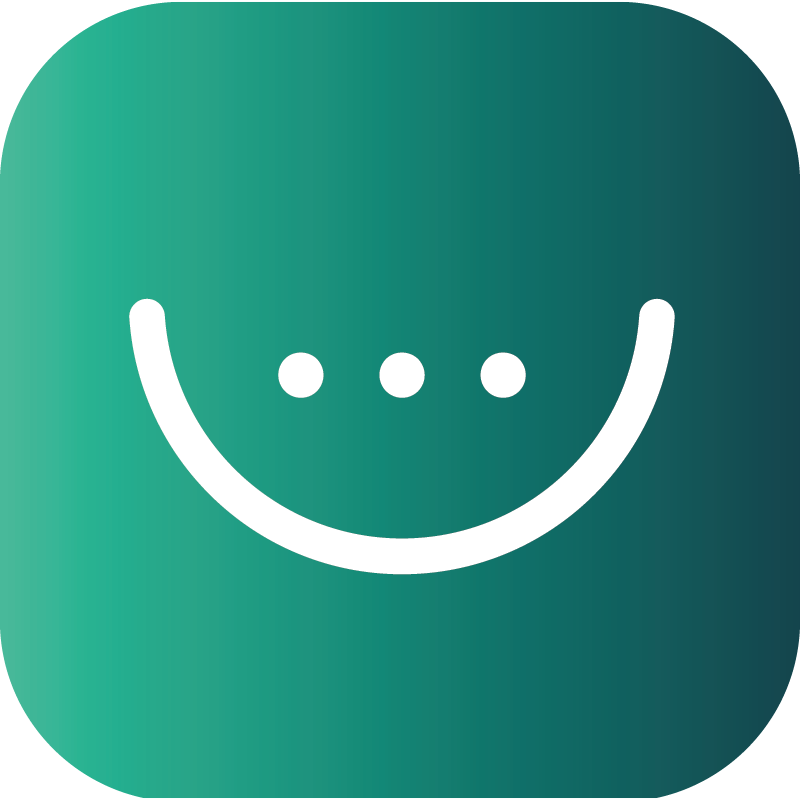 Groen app-ikoon met eenvoudige glimlaggende gesig