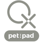 Logo with stylized 'QX' and text 'pet:pad'