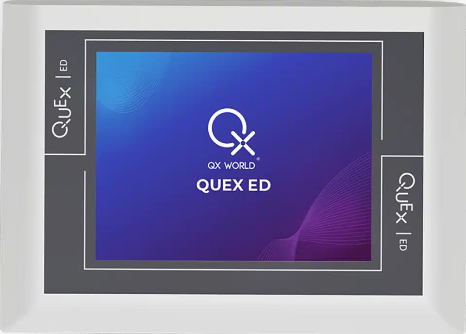 Quex LED display showing Quex World Logo
