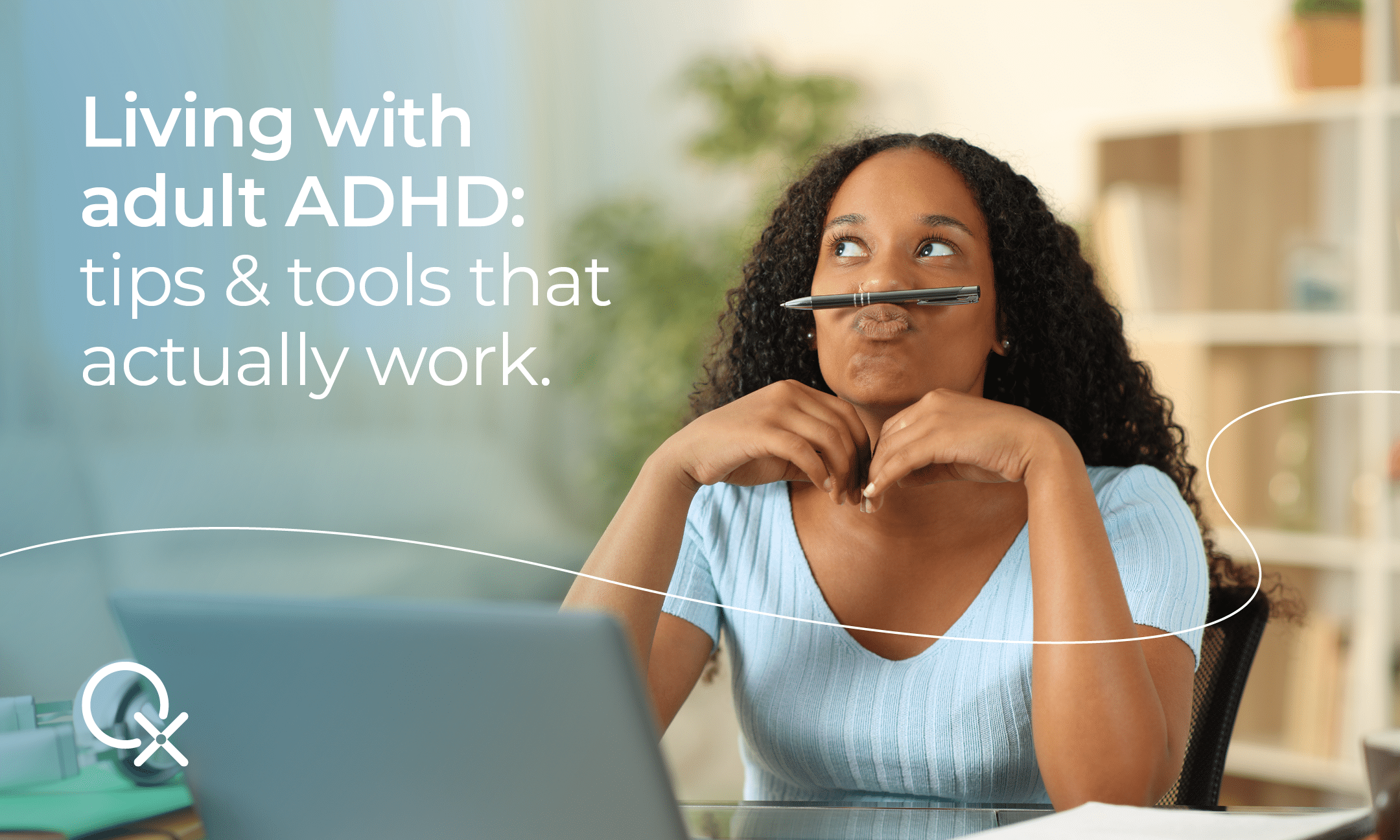 Voksen med ADHD som bruker kvantebiofeedback som støtte