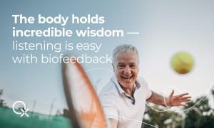 Elderly person relaxing during a biofeedback session