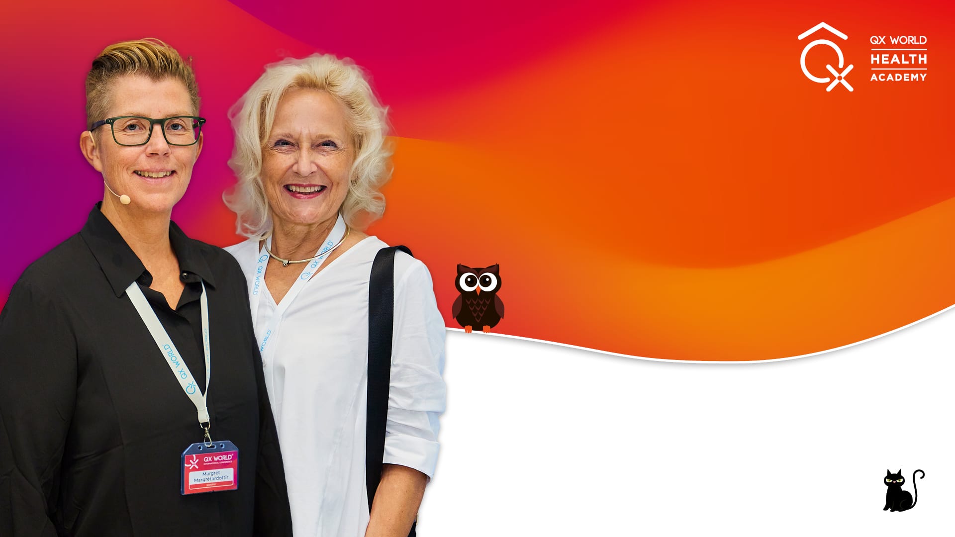 Two women smiling at health academy event