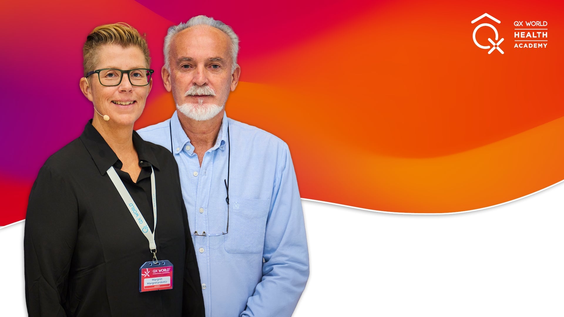 Two presenters at QX World Health Academy event