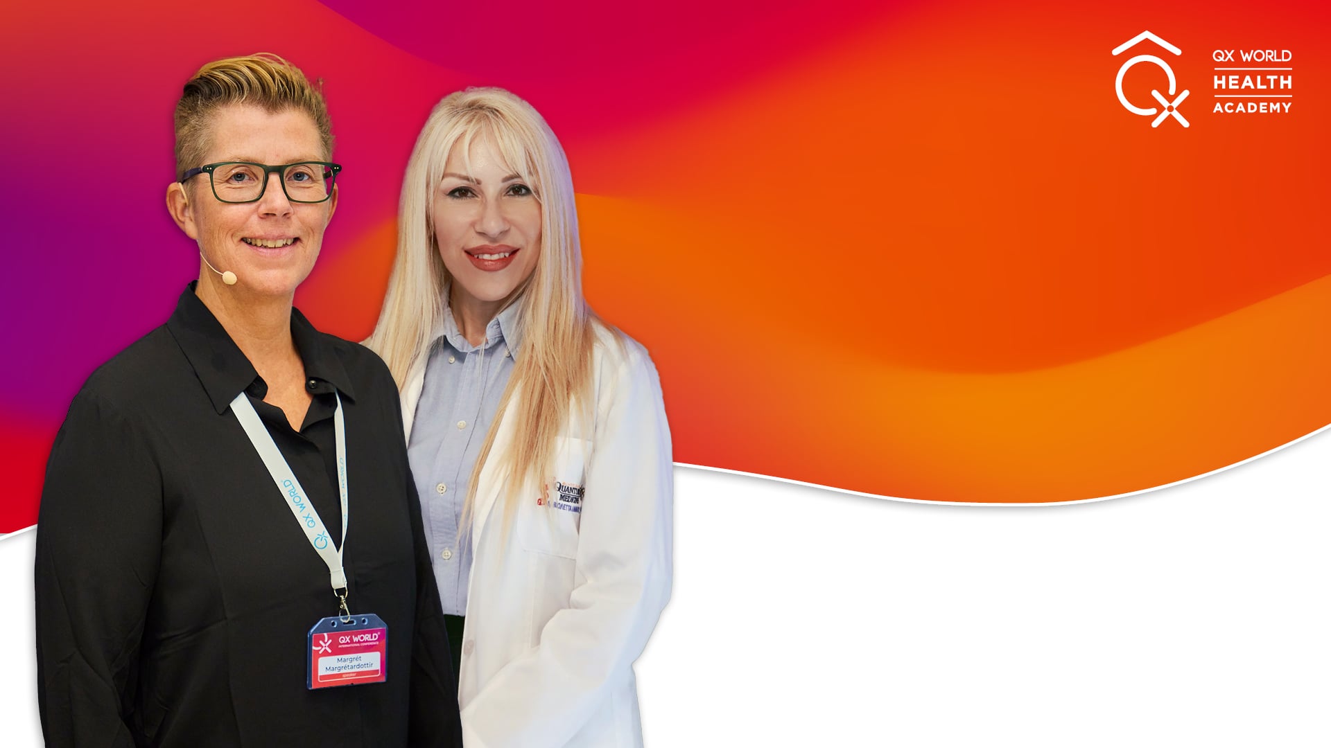Two professional women at health academy event